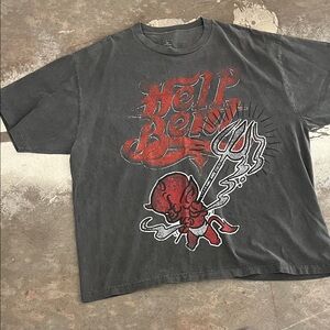 MNML Dark Gray Tee with Red and White Design